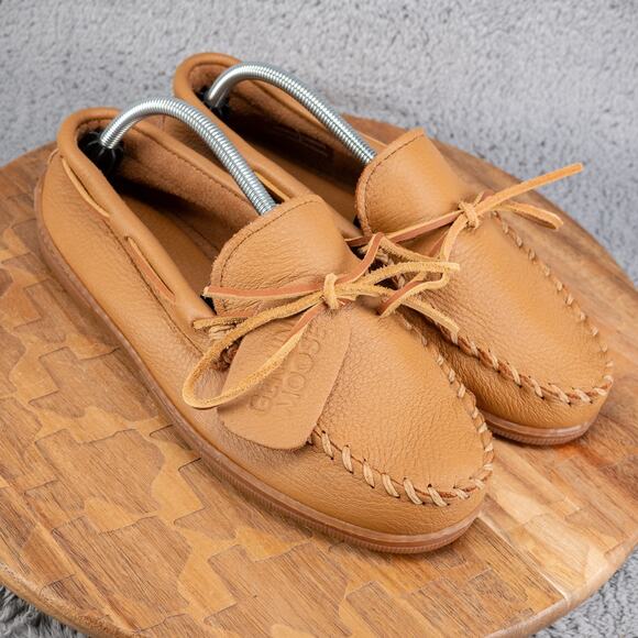 Minnetonka Shoes Mens Size 11 Moosehide Classic Brown Leather Moccasins 890W - Picture 1 of 8